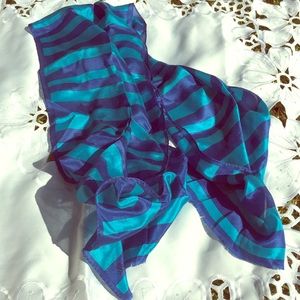 Revelli silk scarf navy and bright blue
